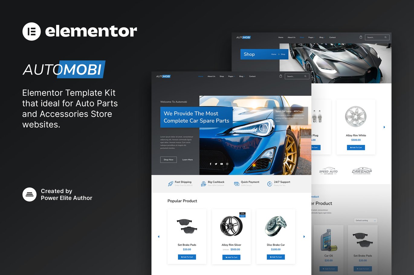 Automobi - Auto Parts Store & Accessories Elementor Template Kit Automobi - Auto Parts Store & Accessories Elementor Template Kit