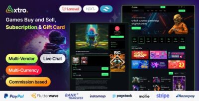 Axtro - Games Buy and Sell, Subscription & Gift Card Laravel Script