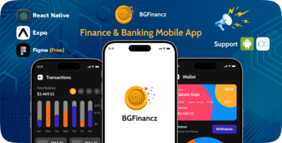 BG Finance - Banking React Native Expo App Free Figma iOS Android