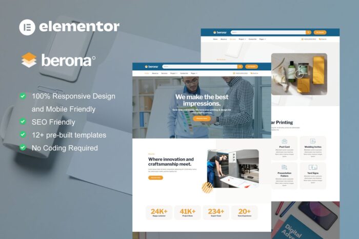 Berona - Printing & Design Service Elementor Template Kit