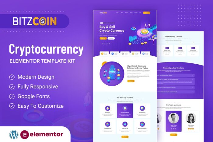 BitzCoin - Crypto Exchange Elementor Template Kit