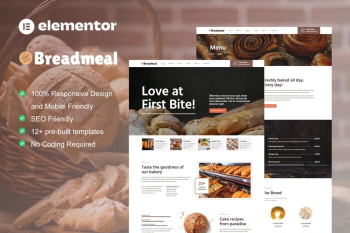 BreadMeal - Bakery & Cake Elementor Template Kit