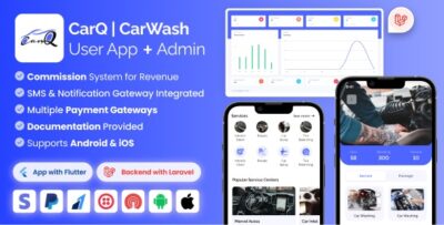 CarQ - Car Wash Marketplace SAAS User Flutter App & Laravel Admin Panel v2.0.1