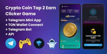 Crypto Coin Tap-2-Earn Clicker Game With Telegram Mini App + API + Bot + TON Wallet Connect