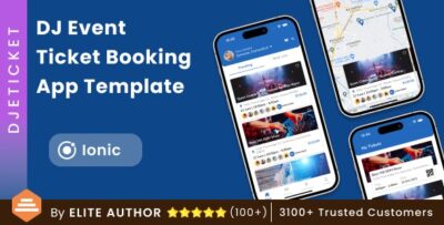 Events App DJ App Android + iOS Template Ionic Ticket Booking App DJETicket