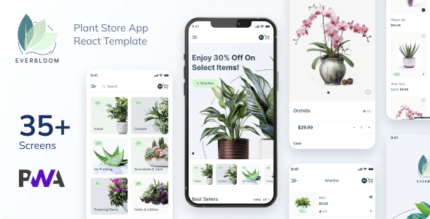 Everbloom - Plant Store & eCommerce React Mobile App PWA