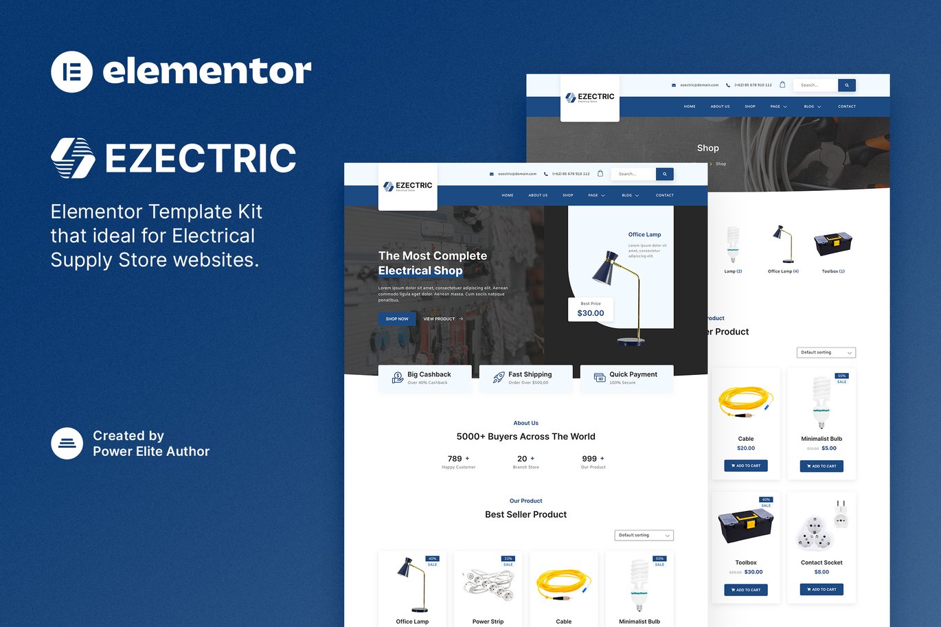 Ezectric - Electrical Supply Store Elementor Template Kit Ezectric - Electrical Supply Store Elementor Template Kit