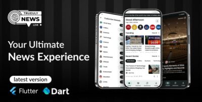 Flutter News App UI Kit with SEO-Friendly Design and Multi-Backend Support
