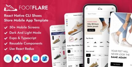 FootFlare - React Native CLI Shoes eCommerce Mobile App Template