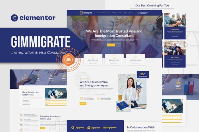 Gimmigrate - Immigration & Visa Consulting Elementor Template Kit