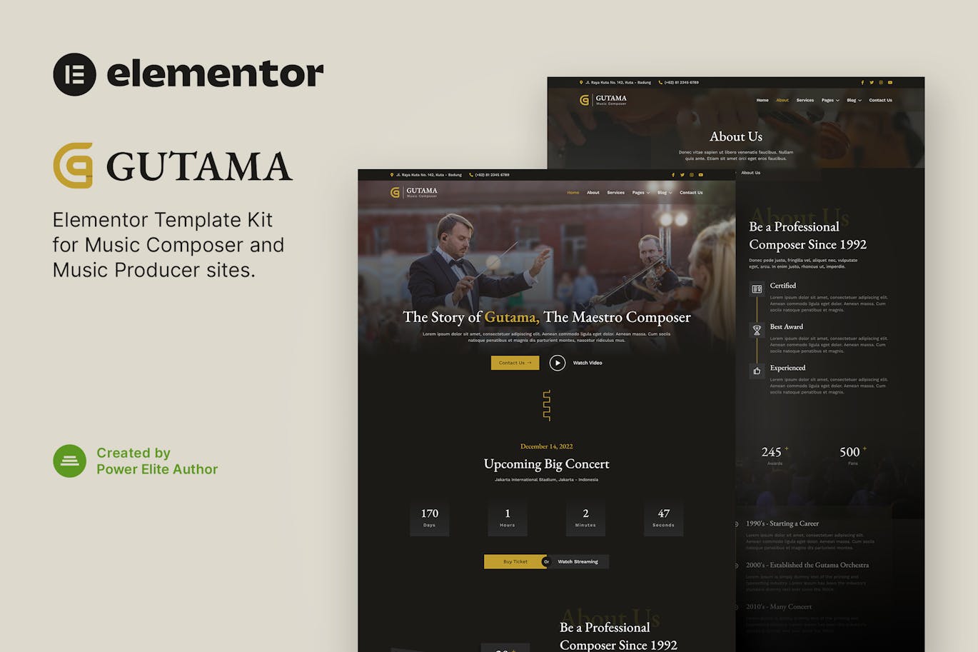 Gutama - Music Composer & Producer Elementor Template Kit Gutama - Music Composer & Producer Elementor Template Kit