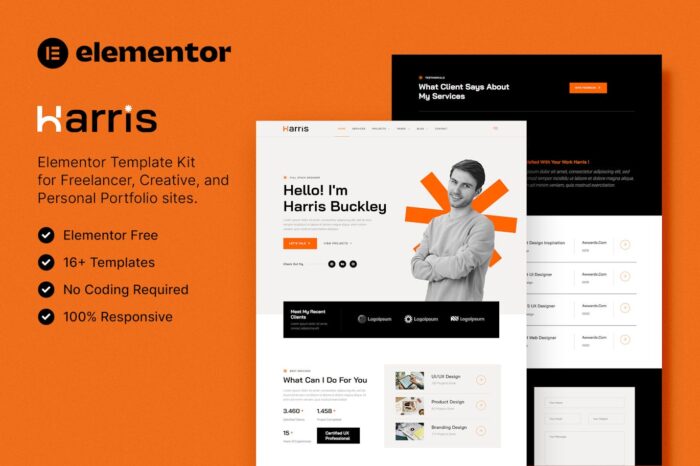 Harris – Creative & Personal Portfolio Elementor Template Kit