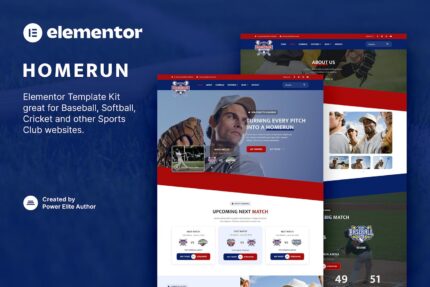 Homerun – Baseball Team & Sports Club Elementor Template Kit