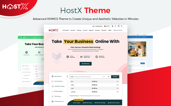 HostX WHMCS Web Hosting Theme