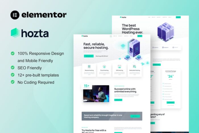 Hozta - Web Hosting Service Elementor Template Kit