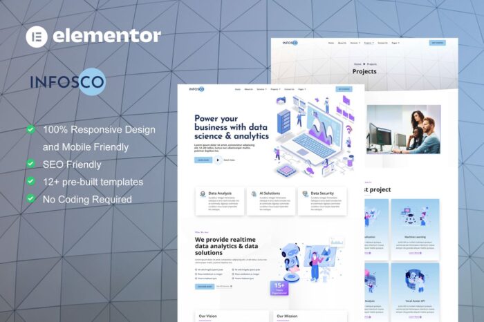 Infosco - Data Science & Analytic Service Elementor Template Kit