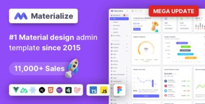 Materialize - Next.js, Vuejs, Nuxt, HTML, Laravel, Django, Asp.Net Material Design Admin Template v13.3.1