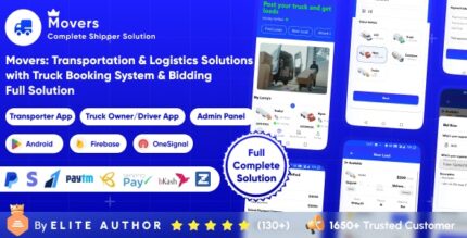 Movers - Online Load, Truck Booking & Lorry, Bid, Cargo, Logistics Transport Services Full Solution v1.1