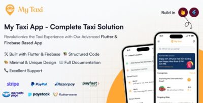 MyTaxi - Flutter Complete Taxi booking app Complete cab Booking Solution Uber Clone