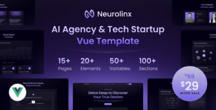 Neurolinx - AI Deep Search Technology Startup & Agency Vue Template