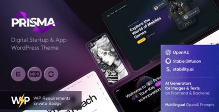 Prisma - Digital Startup & App WordPress Theme + AI v1.5