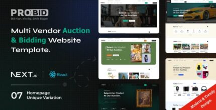 Probid - Multi Vendor Auctions React Next.JS Template