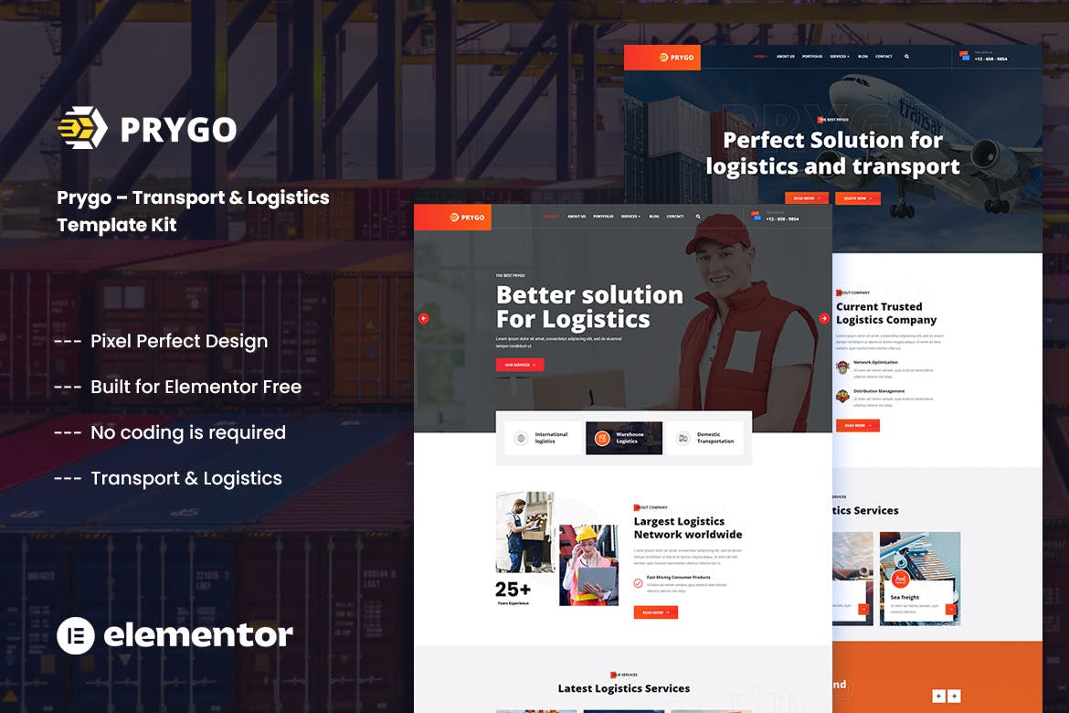 Prygo - Transport & Logistics Elementor Template Kit Prygo - Transport & Logistics Elementor Template Kit