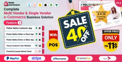 Ready ecommerce - Complete Multi Vendor e-Commerce Mobile App, Customer Website with Store POS v1.2