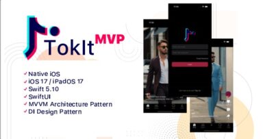 TokIt MVP - Short Video Sharing App, TikTok Clone, Social Media, iOS, SwiftUI, Swift