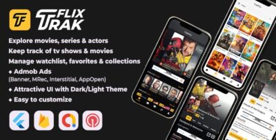 TrakFlix - Ultimate Movies & Tv Shows Tracking App - Flutter, Admob, Firebase, OneSignal