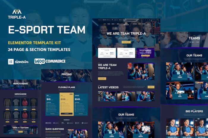 Triple-A - eSport Team Gaming WooCommerce Elementor Template Kit