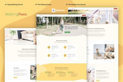 Walking Paws - Dog Walking & Pet Services Elementor Pro Template Kit