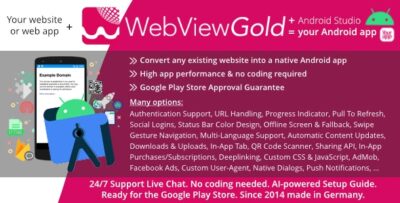 WebViewGold for Android - WebView URLHTML to Android app + Push, URL Handling, APIs & much more! - NULLED v15.1