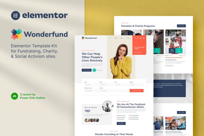 Wonderfund – Fundraising & Charity Elementor Template Kit