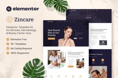 Zincare – Skincare & Dermatology Elementor Template Kit