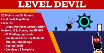 level devil Tricky Trap Adventure mobile game (android, ios, html5 ..)- 15 Challenging Levels