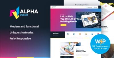 AlphaColor Type Design & 3D Printing WordPress Theme + Elementor