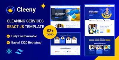 Cleeny - Cleaning Services & Repair Company React Tailwind Template