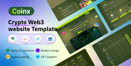 Coinx - Crypto Web3 Website Vue JS Tailwind CSS Template