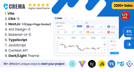 Crema - React Admin Template Material Design and Ant Design(Nextjs-14+CRA+Vite)