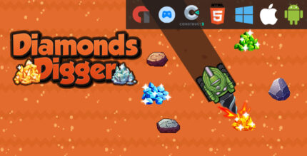 Diamonds Digger - HTML5 Game - Web, Mobile and FB Instant games(C3p and HTML5)