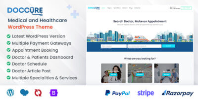 Doccure - Medical, Healthcare, Clinic, and Doctor Appointment Booking WordPress Theme