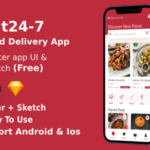 Eat 247 ANDROID + IOS + FIGMA UI Kit Flutter Food Delivery App Free Sketch File