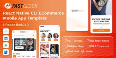 FastClock - React Native CLI eCommerce Mobile App Template