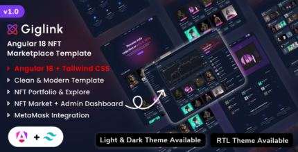 Giglink - Angular 18 NFT Makretplace Landing + Admin Dashboard Template