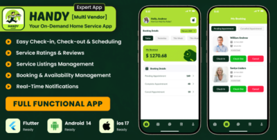 Handy Expert - Multi-Vendor On Demand Home Services Flutter App Android iOS