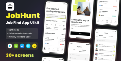 Jobhunt - Job Finder App React Native CLI Ui Kit