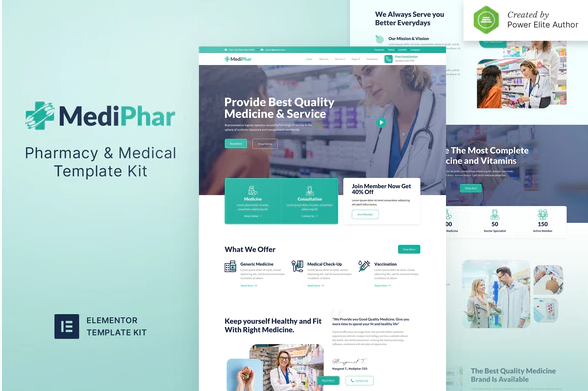 Mediphar - Pharmacy & Medical Elementor Template Kit Mediphar - Pharmacy & Medical Elementor Template Kit