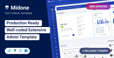 Midone - Tailwind CSS Vuejs 3 Admin Dashboard Template + HTML Version