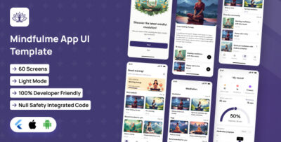 Mindfulme App UI Template Meditation App in Flutter BlissfulMind App Template